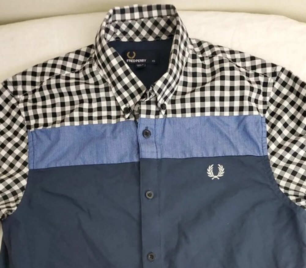 Fred Perry Mens Casual Short Sleeve Button Up Colorblock Shirt Size XS